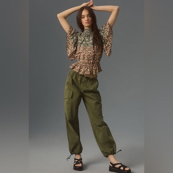 Let Me Be Anthropologie High-Neck Printed Peasant Blouse (T2) - Picture 4 of 10